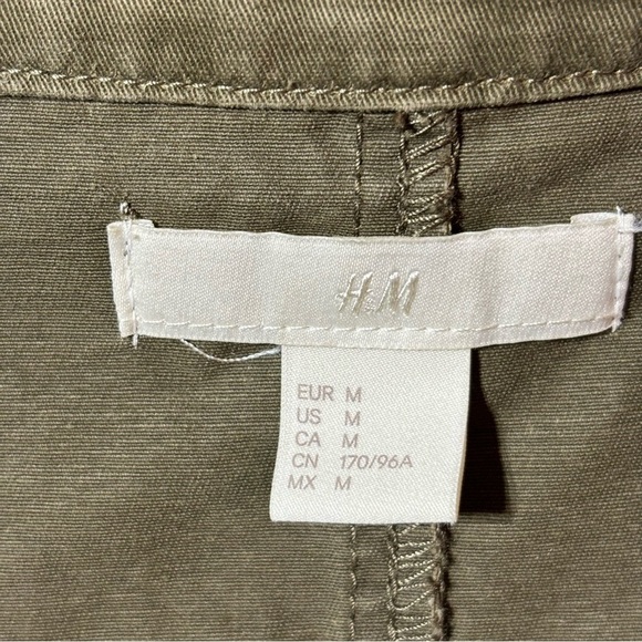 H&M Women's Olive Embroidered Patch Utility Jacket Size M - Picture 4 of 15